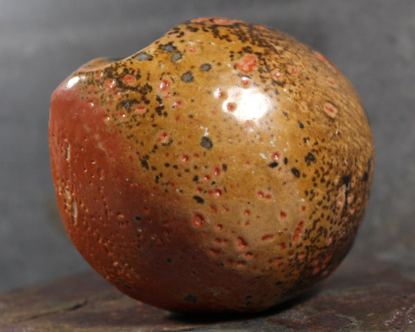 Seed Pod Sculpture | Art Sculpture | Hand Glazed Orange and Brown Seed Pod | Heavy Sculpture 1 Pound