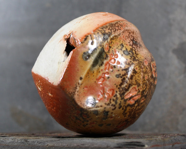 Seed Pod Sculpture | Art Sculpture | Hand Glazed Orange and Brown Seed Pod | Heavy Sculpture 1 Pound