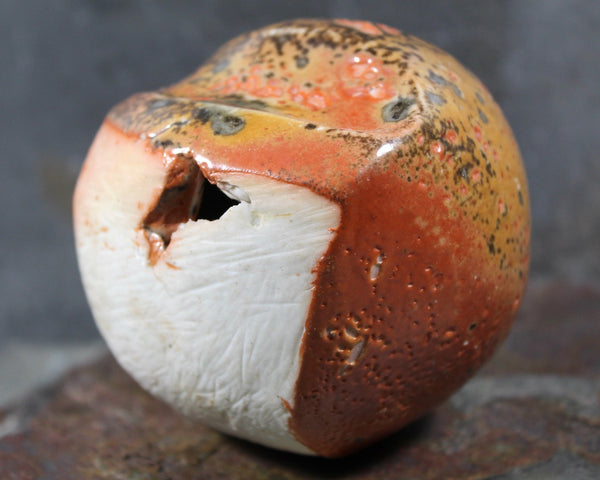 Seed Pod Sculpture | Art Sculpture | Hand Glazed Orange and Brown Seed Pod | Heavy Sculpture 1 Pound