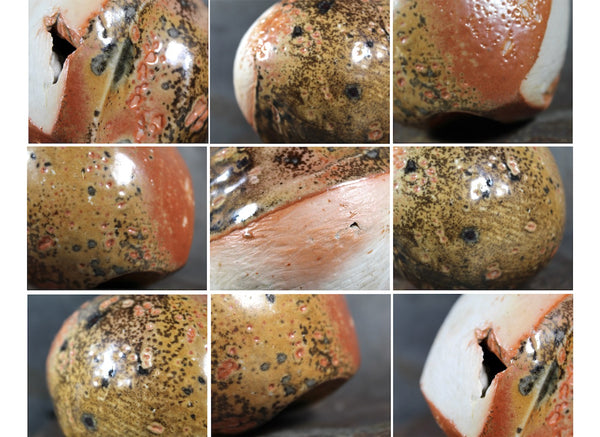 Seed Pod Sculpture | Art Sculpture | Hand Glazed Orange and Brown Seed Pod | Heavy Sculpture 1 Pound