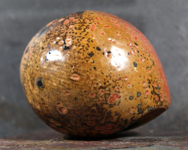 Seed Pod Sculpture | Art Sculpture | Hand Glazed Orange and Brown Seed Pod | Heavy Sculpture 1 Pound