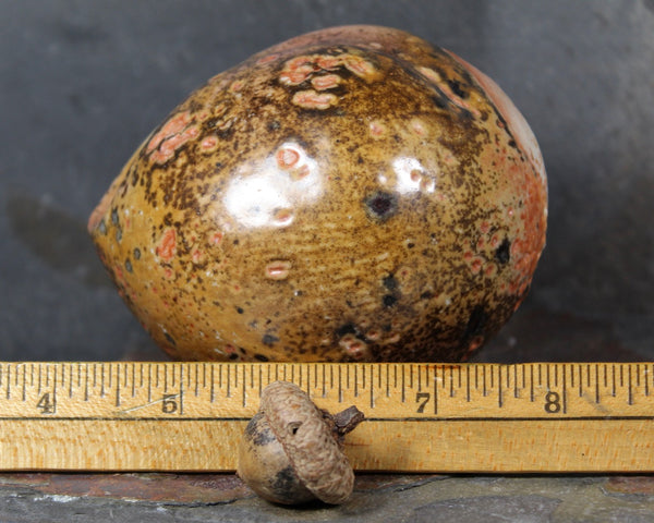 Seed Pod Sculpture | Art Sculpture | Hand Glazed Orange and Brown Seed Pod | Heavy Sculpture 1 Pound