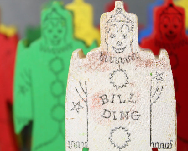 Vintage Bill Ding Wooden Clown Building Blocks | 1960s | Set of 14 Bill Ding Blocks | Bixley Shop