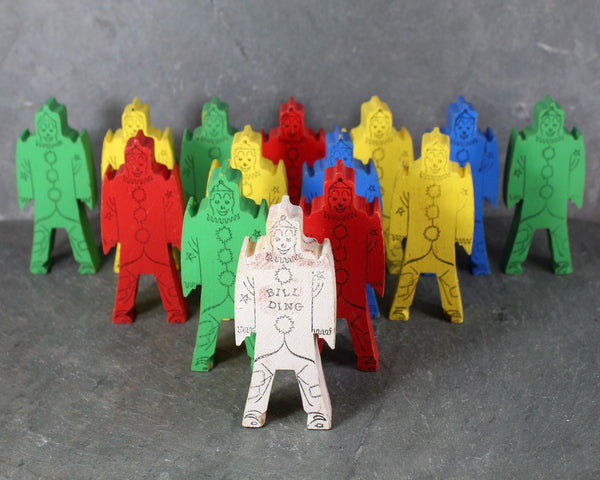 Vintage Bill Ding Wooden Clown Building Blocks | 1960s | Set of 14 Bill Ding Blocks | Bixley Shop