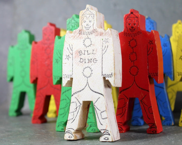 Vintage Bill Ding Wooden Clown Building Blocks | 1960s | Set of 14 Bill Ding Blocks | Bixley Shop