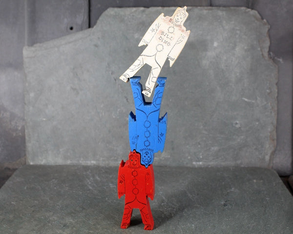 Vintage Bill Ding Wooden Clown Building Blocks | 1960s | Set of 14 Bill Ding Blocks | Bixley Shop