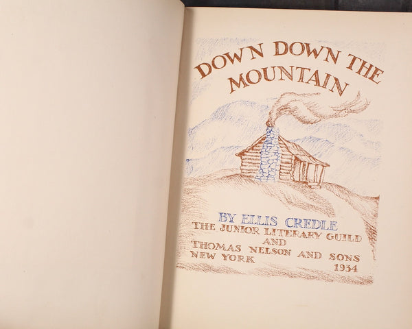 Down Down the Mountain by Ellis Credle | September 1934 Junior Literary Guild Selection || Antique Picture Book | Bixley Shop