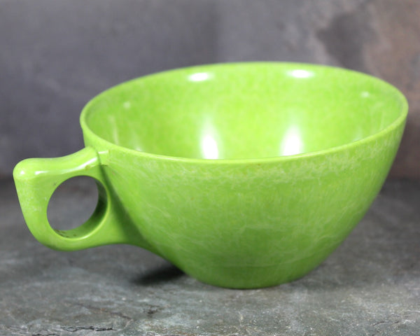 Set of 2 Mid-Century Melmac Cups in Celery Green | Color-Flyte Bright Green Cups | Bixley Shop