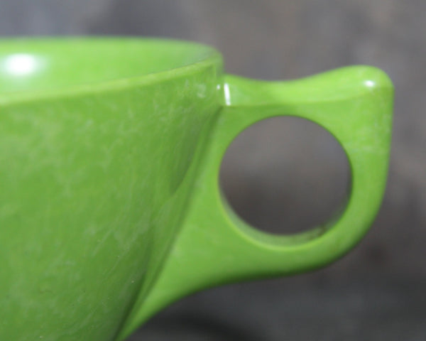 Set of 2 Mid-Century Melmac Cups in Celery Green | Color-Flyte Bright Green Cups | Bixley Shop