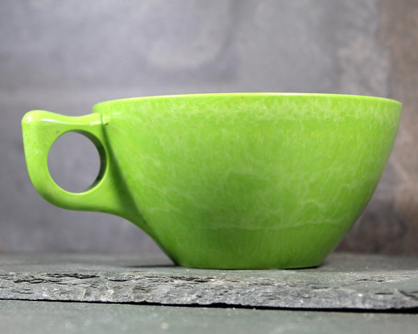 Set of 2 Mid-Century Melmac Cups in Celery Green | Color-Flyte Bright Green Cups | Bixley Shop