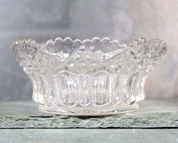 Mid-Century Pressed Glass Trinket Dish | Glass Dish | Candle Holder (Round Cande Included) | Bixley Shop