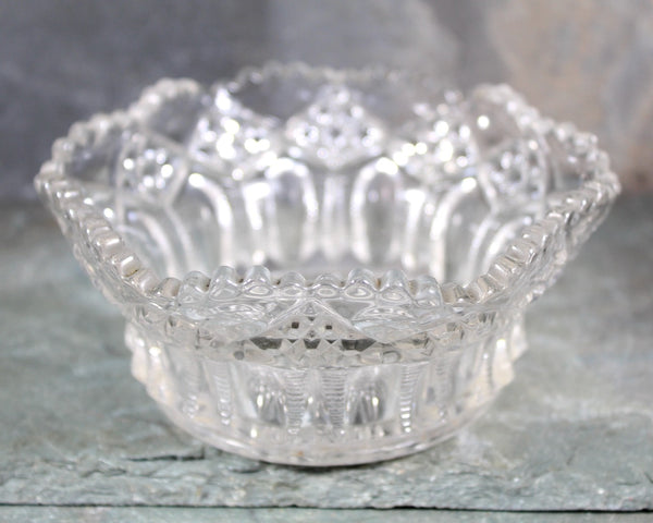 Mid-Century Pressed Glass Trinket Dish | Glass Dish | Candle Holder (Round Cande Included) | Bixley Shop