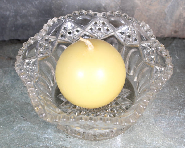 Mid-Century Pressed Glass Trinket Dish | Glass Dish | Candle Holder (Round Cande Included) | Bixley Shop