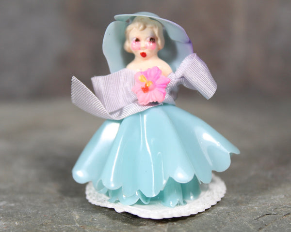 Mid Century Mini Cake Toppers | Set of 2 Pink and Blue Plastic Ladies in Gowns and Hats | Perfect for Gender Reveal Party | Baby Shower