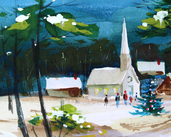 VERY RARE! ORIGINAL Gouache Painting by Artist Shu Dick Ju | 1960s Original Christmas Card Art | Commercial Greeting Card Art