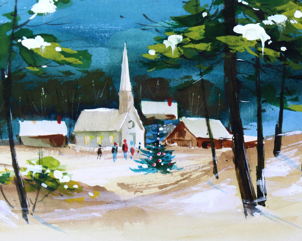 VERY RARE! ORIGINAL Gouache Painting by Artist Shu Dick Ju | 1960s Original Christmas Card Art | Commercial Greeting Card Art