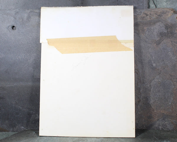 VERY RARE! ORIGINAL Gouache Painting by Artist Fran Ju | 1960s Original Rust Craft Greeting Card Art | Baby in Yellow with Bunny