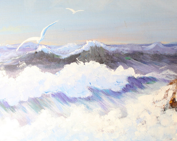 Original, Acrylic Seascape Painting | Mildred G Smith Signed on Back | Nautical Art | Framed Original Art 28x24" | Bixley Shop