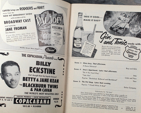 Pal Joey 1952 Playbill from Broadway | Monday, June 9, 1952 | Vintage Broadway Memorabilia