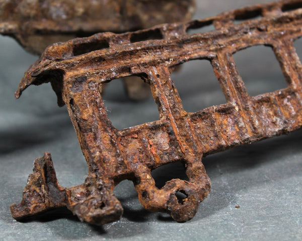 Set of 4 Antique Rusty Train Pieces | Perfect as Art Pieces or for Assemblage | Antique Toy Train Pieces  | Bixley Shop