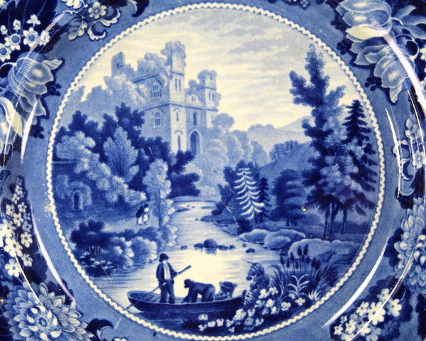LC3 Historical Staffordshire Plate Bamborough Castle Blue Bell Series Adams 1825 | Bixley Shop