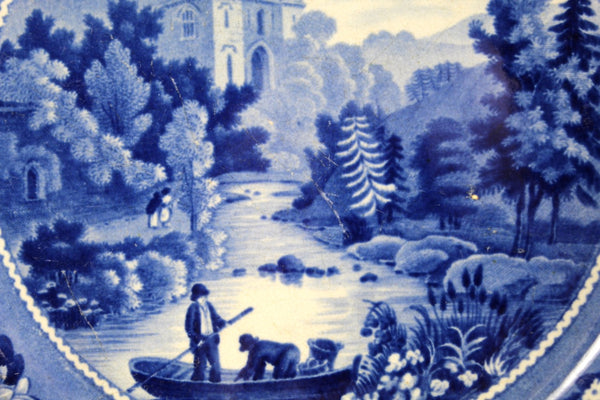 LC3 Historical Staffordshire Plate Bamborough Castle Blue Bell Series Adams 1825 | Bixley Shop