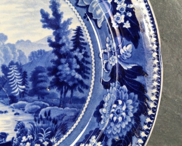 LC3 Historical Staffordshire Plate Bamborough Castle Blue Bell Series Adams 1825 | Bixley Shop
