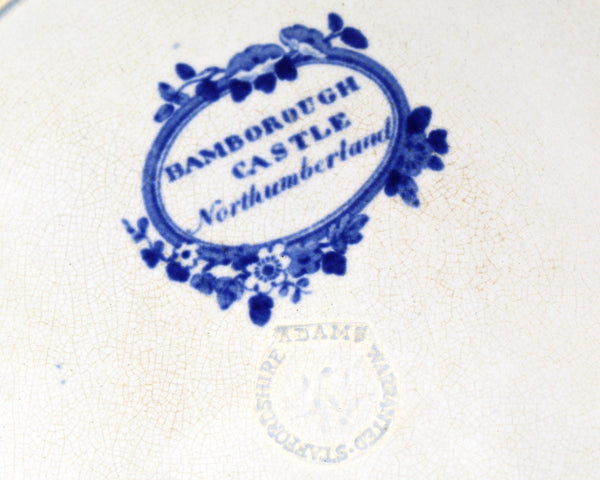 LC3 Historical Staffordshire Plate Bamborough Castle Blue Bell Series Adams 1825 | Bixley Shop