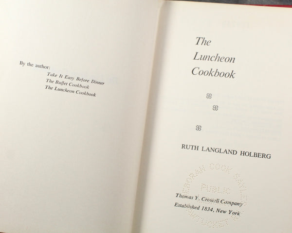 The Luncheon Cookbook by Ruth Langland Holberg | 1961 Vintage Cookbook | Luncheon Recipes Old-School