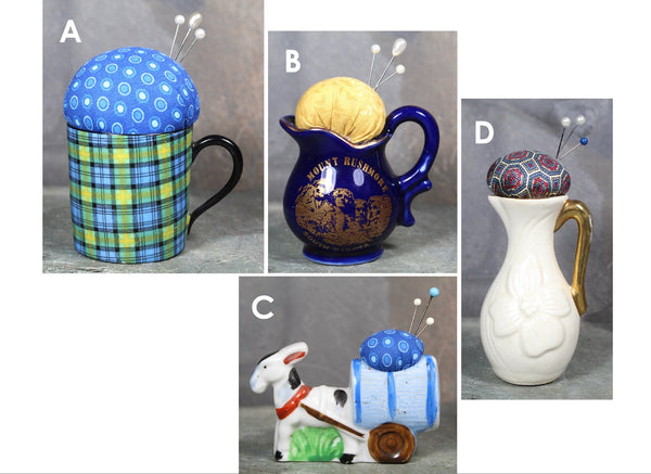 Blue Upcycled Pin Cushions | Classic Blue Vintage Pin Cushions | Your Choice | Hand-Crafted by Bixley Shop