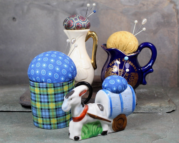 Blue Upcycled Pin Cushions | Classic Blue Vintage Pin Cushions | Your Choice | Hand-Crafted by Bixley Shop