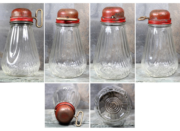 1940s Nut Grater - Glass Jar with Red Cap, Turn-Key Grater Attachment | Vintage Kitchen Decor | Bixley Shop