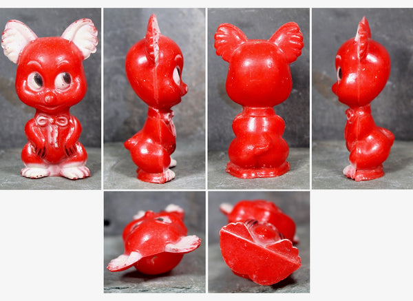 FOR CAT LOVERS! Vintage Hard Plastic Red Cat Toy | 1950s Cat Shaker Toy | Possibly Knickerbocker