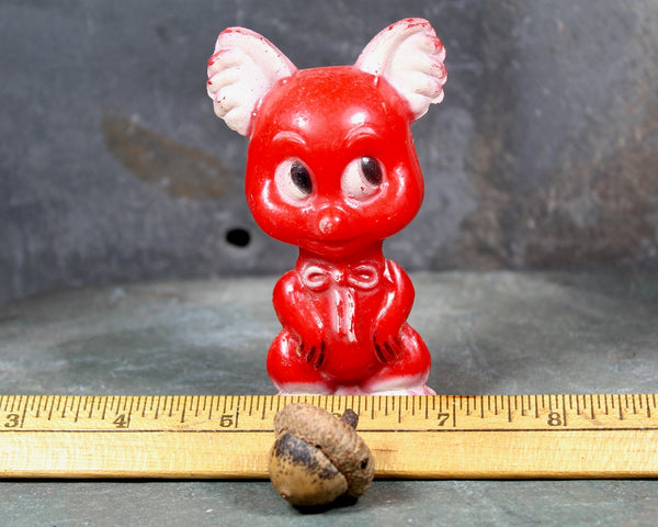 FOR CAT LOVERS! Vintage Hard Plastic Red Cat Toy | 1950s Cat Shaker Toy | Possibly Knickerbocker