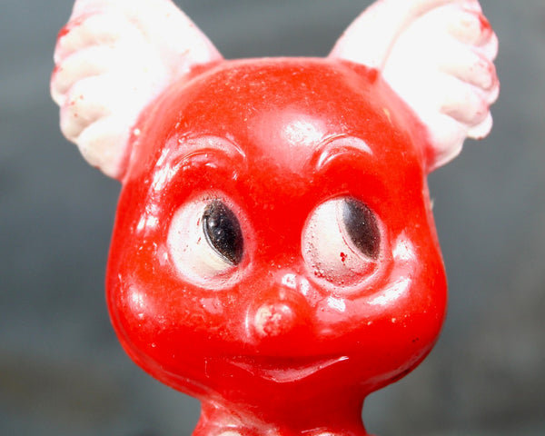 FOR CAT LOVERS! Vintage Hard Plastic Red Cat Toy | 1950s Cat Shaker Toy | Possibly Knickerbocker