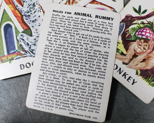 Three Decks of Vintage Cards | Tom Thumb Junior Playing Cards | Animal Rummy Card Game | Snap Card Game (Missing 2 Cards)