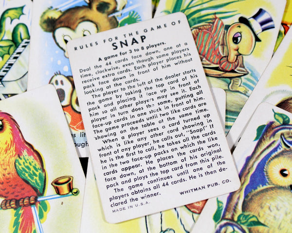 Three Decks of Vintage Cards | Tom Thumb Junior Playing Cards | Animal Rummy Card Game | Snap Card Game (Missing 2 Cards)