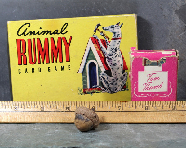 Three Decks of Vintage Cards | Tom Thumb Junior Playing Cards | Animal Rummy Card Game | Snap Card Game (Missing 2 Cards)