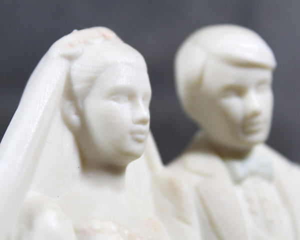 Porcelain Bride & Groom Cake Topper | Blanc de Chine with Hand Painted Accents | Vintage Cake Topper | Vintage Bridal Accessory