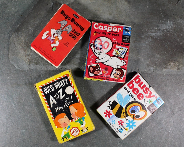 Set of 4 Vintage Children's Card Games | Bugs Bunny, Busy Bee, Guess What, Casper the Friendly Ghost - Complete Games | Bixley Shop