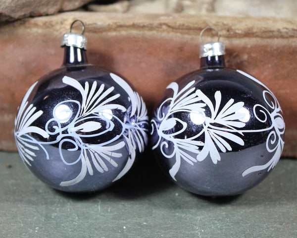 Set of 4 Dark Purplish Blue Glass Christmas Ornaments for Your Vintage Christmas Tree! | 1960s Glass Ornaments | Bixley Shop