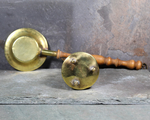 Vintage Brass & Copper Doll Accessories | Mini Brass Bed Warmer, Mini Brass and Copper Lidded Pot | Vintage Toys | Bixley Shop