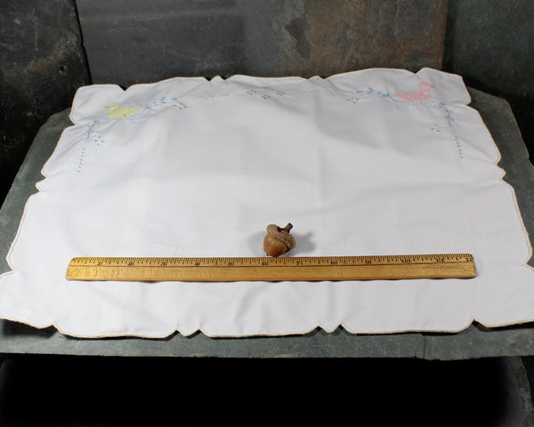 Vintage Embroidered Cotton Pillow Sham | Vintage Nursery Pillow with Yellow & Pink Ducks | Vintage Linens | Bixley Shop