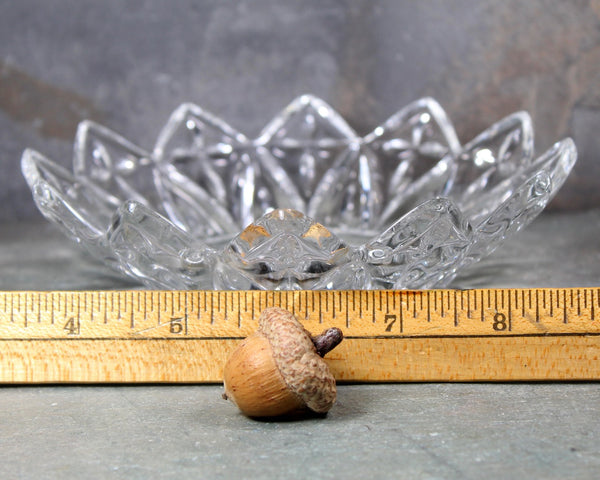 Federal Glass Berry Bowl Lotus Flower Design | Vintage Pressed Glass Trinket Dish | Bixley Shop