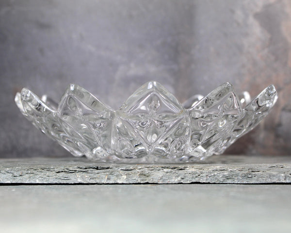 Federal Glass Berry Bowl Lotus Flower Design | Vintage Pressed Glass Trinket Dish | Bixley Shop