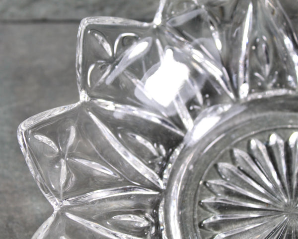 Federal Glass Berry Bowl Lotus Flower Design | Vintage Pressed Glass Trinket Dish | Bixley Shop