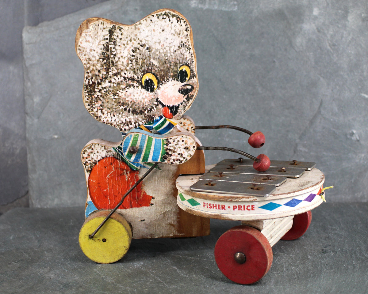 USAヴィンテージ、FISHER.PRICE.TOYS【プロフィール必読】 Fisher Price Shaggy Zilo | Xylophone Pull Toy | Antique Fisher