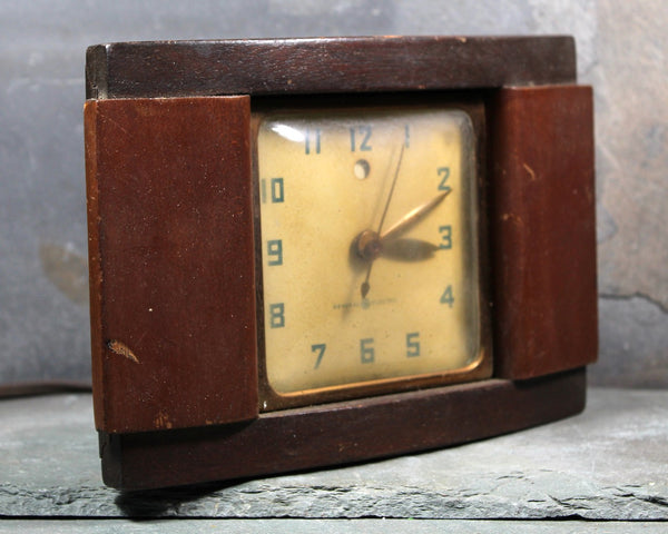 Vintage General Electric Mantel Clock | Wooden Electric Mantel Clock with Curved Glass | NOT WORKING | Bixley Shop