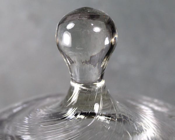 Vintage Glass Pumpkin-Shaped Candy Jar | Clear Glass Lidded Cookie Jar | Circa 1970s