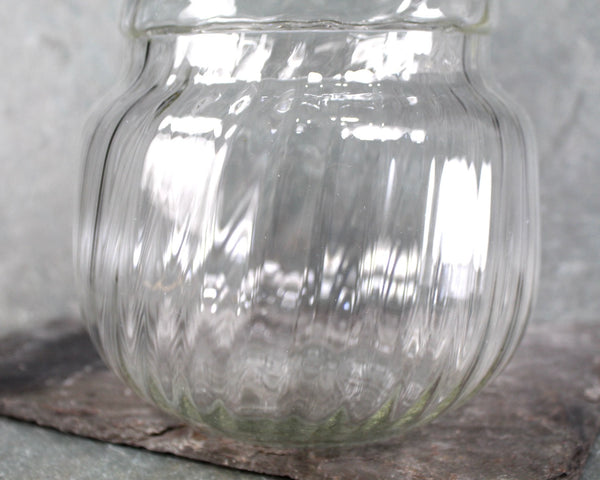 Vintage Glass Pumpkin-Shaped Candy Jar | Clear Glass Lidded Cookie Jar | Circa 1970s